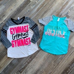 Two 8/10 girl’s justice shirts